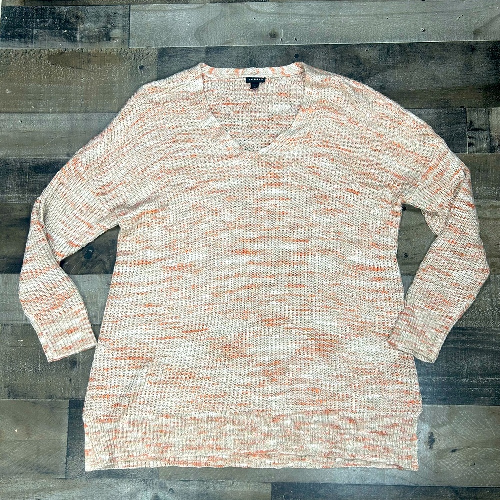 Torrid Long V-neck Knit Sweater Plus 2X Multicolor Lightweight Acrylic